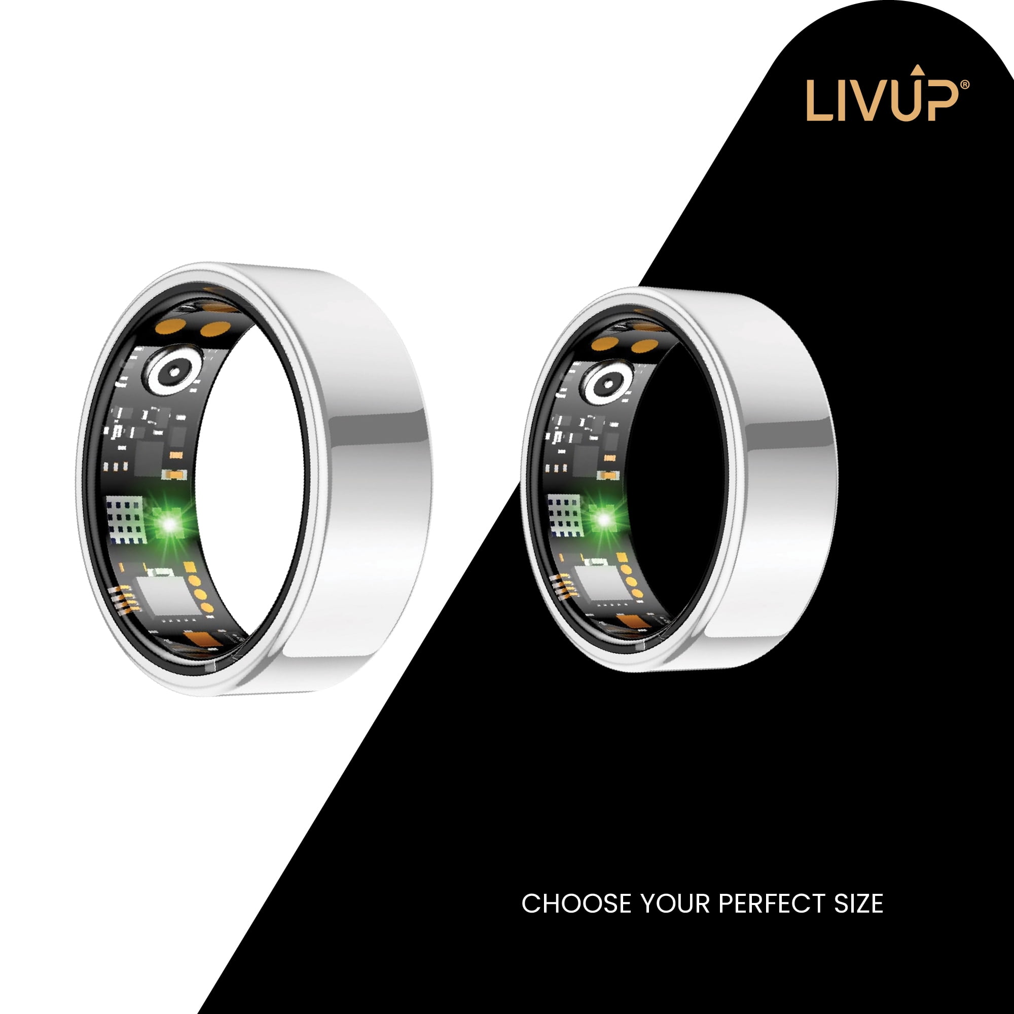 LivUp Smart Ring, Silver, Size 8