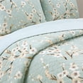 thumbnail image 5 of Aqua Teal Floral Cherry Blooming Cotton Reversible Quilt Bedding Set, comforter Set for Guest Room, Bedroom, Home, Apartment, Dorm, Hotel, RV, Cottage, King - 3 Piece, 5 of 5