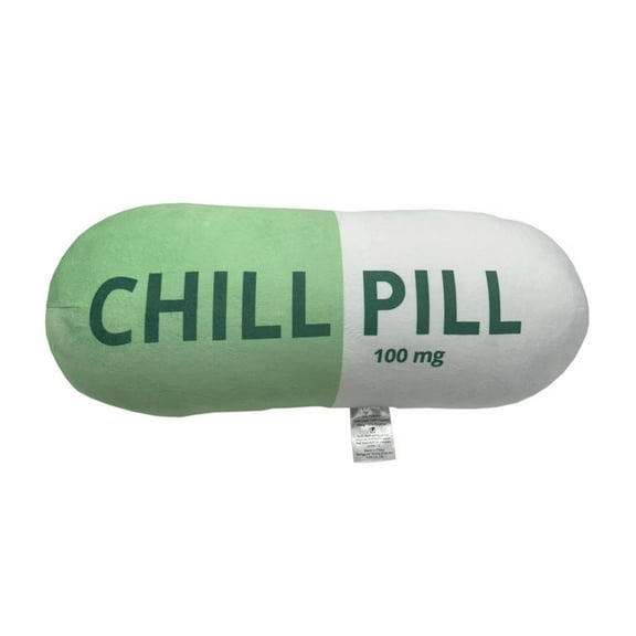 Funny & Cute Pill Shape Plush Pillow for Decor and Relaxation Idea for Teens, Students, Nurses, Doctors,Green - 13.7” L x 5.9” W