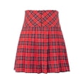 thumbnail image 3 of A2Y Women's Check Plaid Ponte Zipper School Uniform Pleated Mini Skirts Red M, 3 of 3