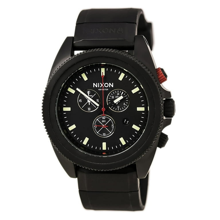 Nixon Men s The Rover Chronograph All Black Red Watch A290760