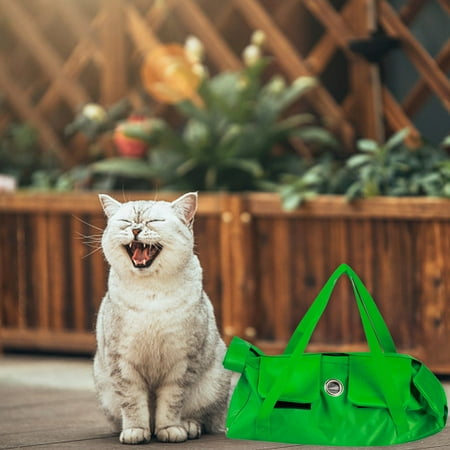 Clearance & Promo  Dog and Pussy Going Bag  Portable Foldable Shoulder Bag for Pets  Adjustable Chest Circumference  with Zipper Pocket Position | Cloth  Green  Blaxill
