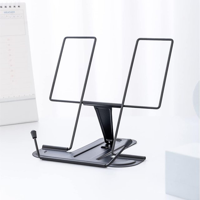Metal Book Stand For Desk, Adjustable Reading Rest Book Holder, Portable Cookbook Documents Holder