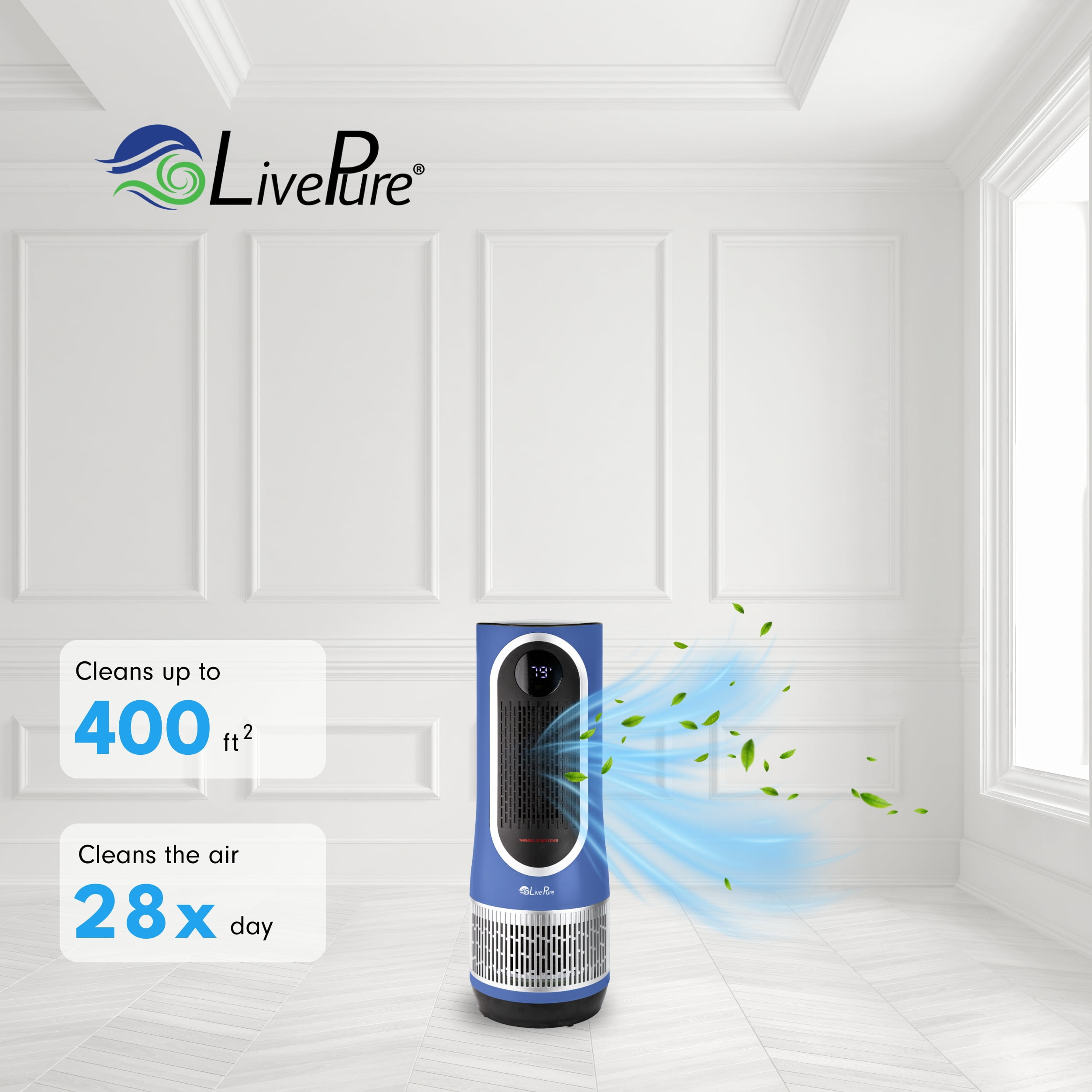 LivePure 3 in 1 Clean Heat Air Purifier/Fan & Heater. Denim Blue