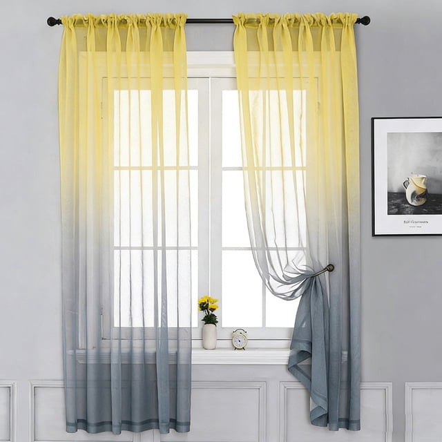 Gradient Sheer Curtains 96 x 52 Inch Semi Transparent Window Drapes Light Filtering Curtains for Living Room Bedroom Patio Modern Home Decor Machine Washable Curtains for Farmhouse Vintage Decor