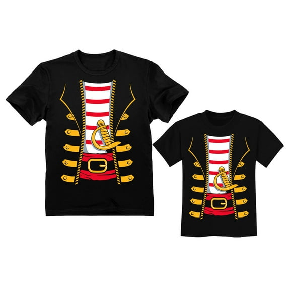 Dad Toddler Pirates Halloween Costume Matching Set Buccaneer Father Child Shirt Men Black X-Large / Toddler Black 2T