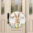 thumbnail image 6 of WMGHA Easter Decorations for the Home, Cute Bunny Colorful Eggs Wooden Hanging Sign, Handmade Welcome Door Hange for Front Porch Window Wall Farmhouse Indoor Outdoor, 6 of 9