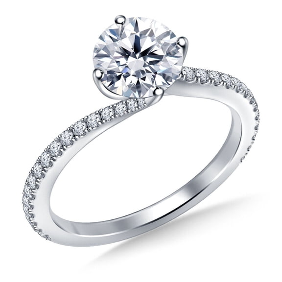 Round Cut 1.80 Carat Moissanite Ring 18K White Gold Plated/Vintage Solitaire Moissanite Engagement ring D Color/Anniversary Ring/Personalized Gift