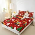thumbnail image 4 of Homewish Cartoon Santa Claus Twin Sheet Sets,Cartoon Xmas Tree Snowman Twin Fitted Sheet,Orange Vehicle Truck Excavator Flat Sheet For Boys Kids,Ultra Soft Home Decor,3-Piece, 4 of 7