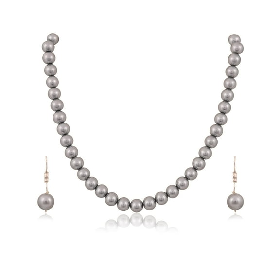 Ratnavali Jewels Shell Cultured 10mm Pearl Necklace for Women With Hook Earrings