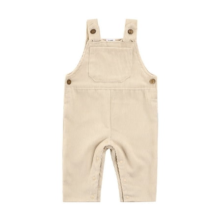 

Toddler Baby Corduroy Bib Pants Overalls Fall Solid Color Square Neck Jumpsuit with Snap Fasteners for Girls
