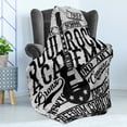 thumbnail image 4 of Retro Soft Flannel Fleece Blanket, Soul Rock Academy Theme Music School Electric Guitar Freedom Poster Like Image, Cozy Plush for Indoor and Outdoor Use, 50" x 60", Beige and Black, by Ambesonne, 4 of 5