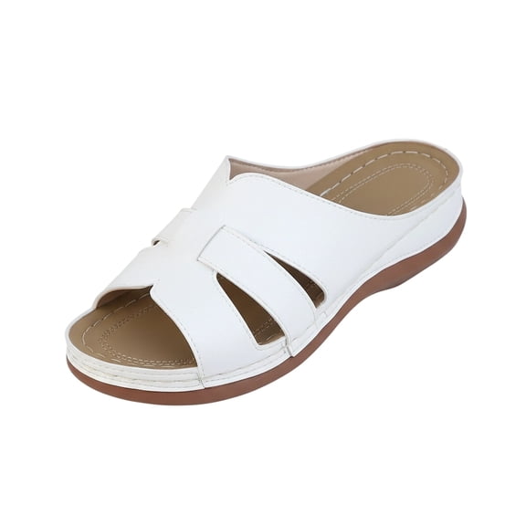HAJWOH Womens Orthopedic Sandals Slip on Non Slip Arch Support Summer Flat Sandals Wide Beach Slippers 2026 New Beach Vacation Orthopedic Shoes White 37