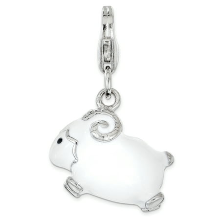 - 925 Sterling Silver Enameled 3d Ram Lobster Clasp Pendant Charm Necklace Animal For Women Gift Set