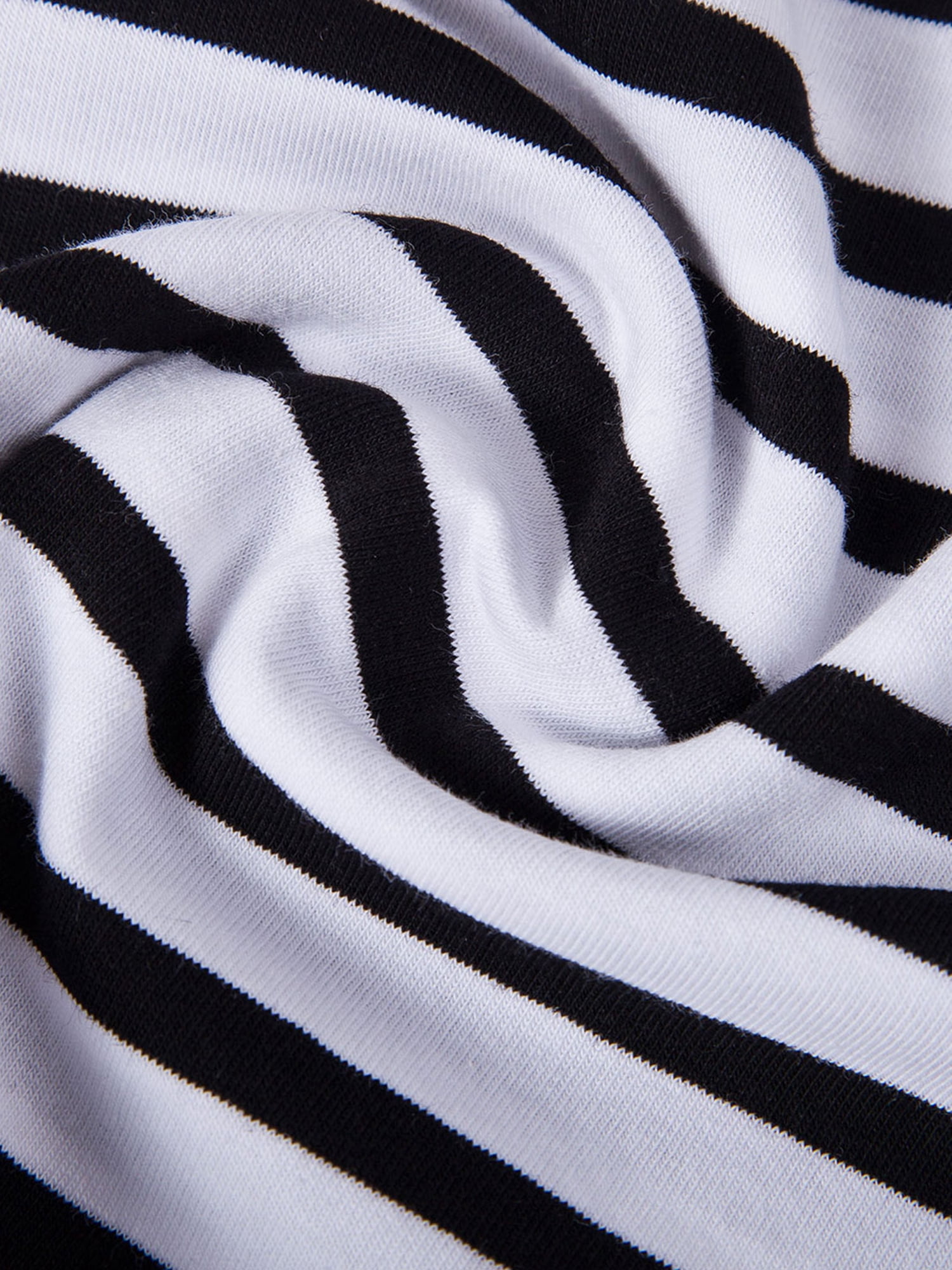 Unique Bargains Men's Long Sleeve Pullover Top Crew Neck Striped T-Shirts 42 Black and White