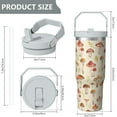 thumbnail image 5 of 1pc Mushroom 30oz Tumbler with Straw & Handle - Insulated Stainless Steel Cup | Holiday Gift for Man Women (Christmas, Valentine's, Birthday), 5 of 7