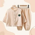 thumbnail image 2 of Toddler Boy Pajamas Cotton Gauze Long Sleeve Top and Pants Lightweight Summer Home Set Toddler Boy Clothes White 6-12 Months, 2 of 4