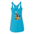 thumbnail image 2 of Funny Graphic Astronaut Cat in Space on Cheeseburger | Womens Cat Lover Premium Tri-Blend Racerback Tank Top, Vintage Turquoise, X-Large, 2 of 3