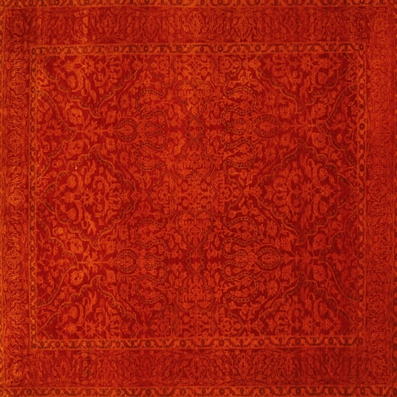 Ahgly Company Machine Washable Indoor Square Persian Yellow Traditional Area Rugs, 5' Square