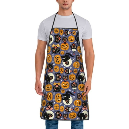 

Lukts Spooky Cats And Halloween Pumpkins Print Unisex Tie-Up Aprons Bibs for Chef Kitchen Grill Beverage Shop