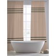 thumbnail image 4 of Retro Brown Sheer Curtains 96 inches Long 2 Panels Set Beckground Dark Green Stripes Tiers Sheers Rod Pocket Small Window Short Curtains for Kitchen Cafe, Each 52" W x 96" L, 4 of 7