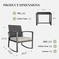 thumbnail image 5 of WWR Rocking Patio Bistro Sets 3 Piece - All-Weather - Conversation Furniture Set, Wicker Rattan Outdoor Front Porch Chair for Balcony, Porch, Garden, Backyard, Poolside, 5 of 8
