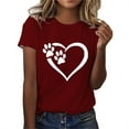 thumbnail image 2 of ZunFeo Summer Tops for Women Juniors Clothing Under $10 Short Sleeve Graphic T Shirts Wine L, 2 of 4