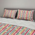 thumbnail image 2 of Vintage Comforter & Sham Bedding Set, Vertical Colorful Thin and Bold Stripes with Dots in Hand-drawn Style Geometric, 3 pcs Duvet Set Microfiber Filling Quilt, 5 Sizes, Multicolor, by Ambesonne, 2 of 4