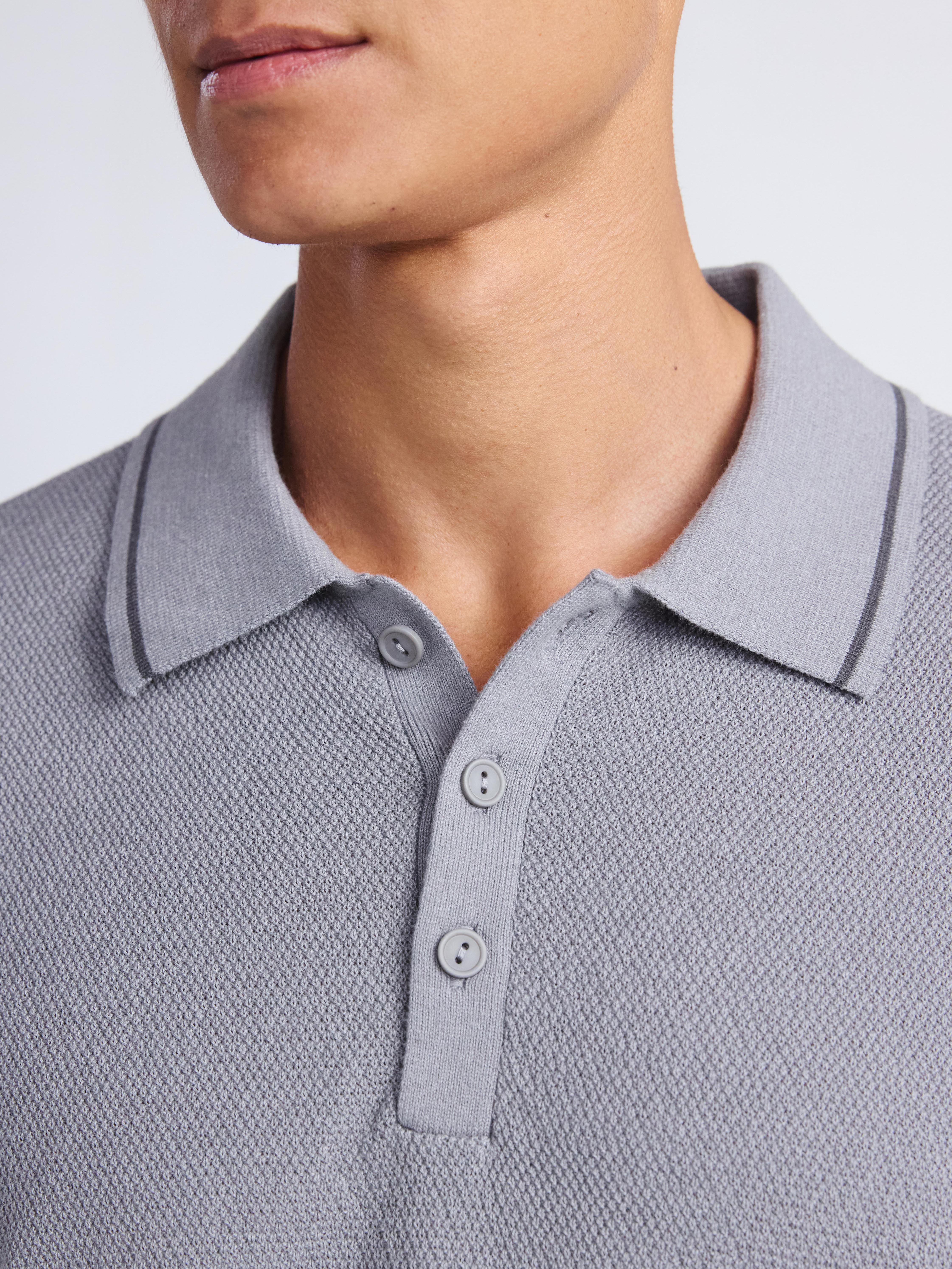 Free Assembly Men's Textured Tipped Polo Shirt with Short Sleeves, Sizes S-3XL