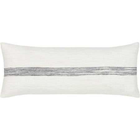 Surya Carine CIE-002 12x30  Lumbar Wool & Cotton Pillow Cover in Ivory/Charcoal