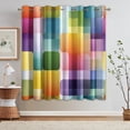 thumbnail image 3 of Colorful Plaid Curtains , Abstract Geometric Pattern, Colorful Plaid Decor For Living Room Bedroom, Thermal & Darkening Grommet Drapes 42"W x 63"L, 3 of 6