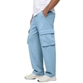 thumbnail image 4 of Dresfit Cargo Pants Men Open Bottom Multi Pockets Baggy Sweatpants Drawstring Outdoor Trousers Summer 2026 Elastic Waist Straight Leg Hiking Pant Light Blue M, 4 of 8