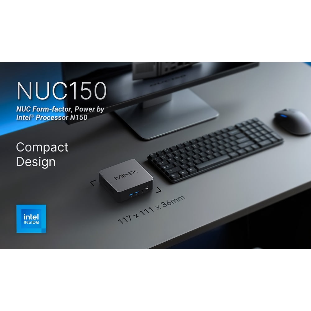 Mini PC – 16GB DDR5 RAM, 512GB SSD, US/UK/EU Plug, 8-Core Intel® Core™ i3 Processor, 4K@60Hz Triple Display MINIX NUC355