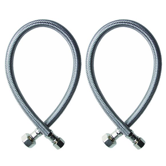 Weirun Faucet Supply Lines 32 Inch x 3/8" Comp x 1/2" FIP, 2 Pack Silver Stainless Steel, Kitchen Bathroom Toilet Sink Hose, 2 Pcs