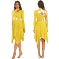thumbnail image 2 of Aislor Women Metallic Color Block Liturgical Praise Dance Dress Church Worship Costume Lyrical Dancewear Yellow L, 2 of 7