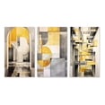 thumbnail image 2 of Designart "Intersecting Realities in Yellow and Grey III" Abstract Shapes Wall Art Set Of 3 - Yellow Shapes Canvas Set For Living Room Decor, 2 of 7