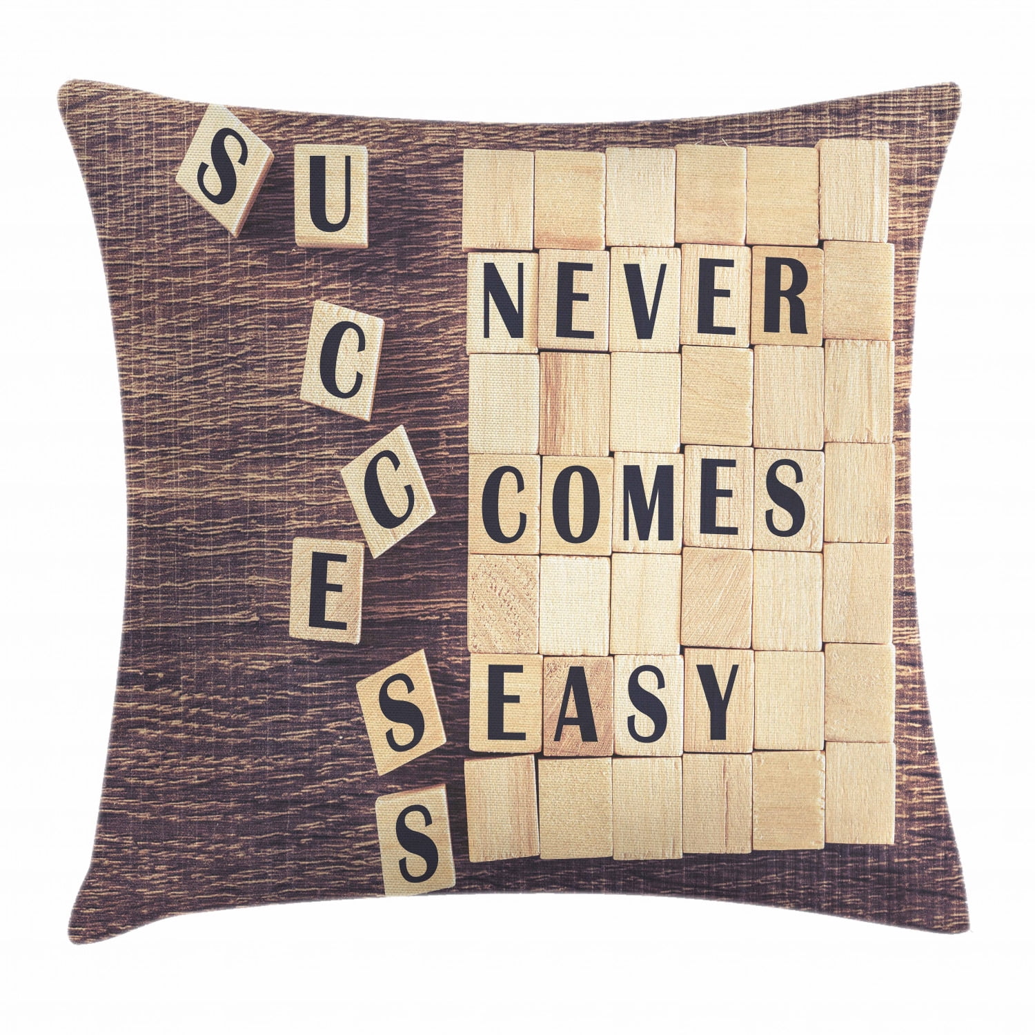 Inspirational Throw Pillow Cushion Cover, Success Never Comes Easy Quote on Scribble Zen ...