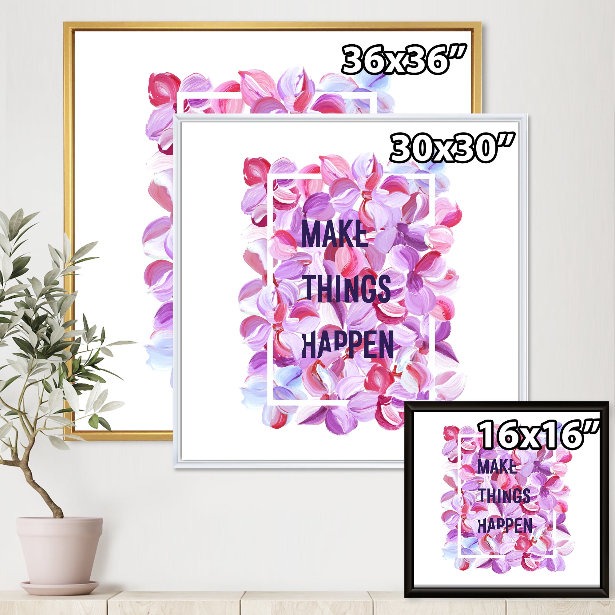 Designart 'Make Things Happen On Purple Flowers' Traditional Framed Canvas Wall Art Print