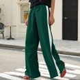 thumbnail image 3 of Women's Casual Pants Drawstring Print Color Block Side Striped Straight Leg Wide Leg Loose Pants, 3 of 8