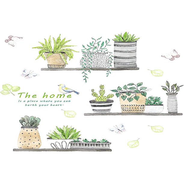2 juegos de pegatinas de pared de plantas pegatinas de pared de cocina pegatinas de pared de baño pegatinas de pared de arte de sala de estar pegatinas de pared de árbol pegatinas de pared bohemias d JAMW Sencillez