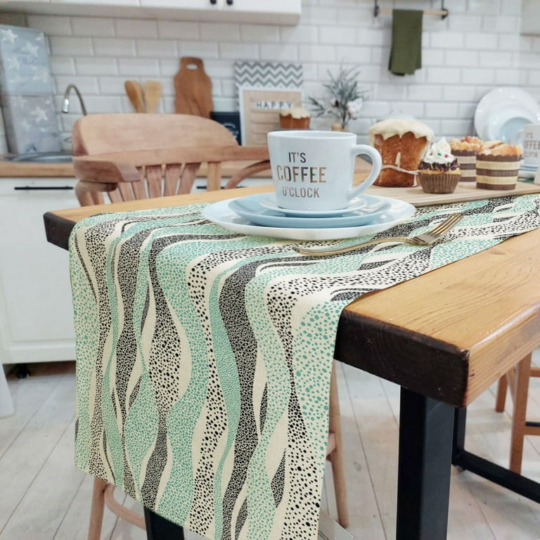 Green Grey Kitchen Table Runner for Farmhouse Party Holiday