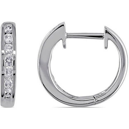 1/10 Carat T.W. Diamond 10kt White Gold Hoop Earrings