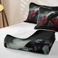 thumbnail image 2 of Erosebridal Spooky Raven Bird Bed Spread Queen, Halloween Rose Butterfly Queen Coverlet Set for Boys Girls, Dark Grey Red Black, 3pcs 1 Quilt and 2 Pillowcases, 2 of 4