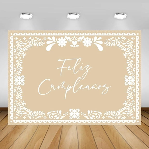 Feliz Cumpleaños Backdrop Beige Cie-lito Lin-do Birthday Photography Background Mexican Talavera Theme Birthday Party Decorations Banner Supplies Photo Booth Props