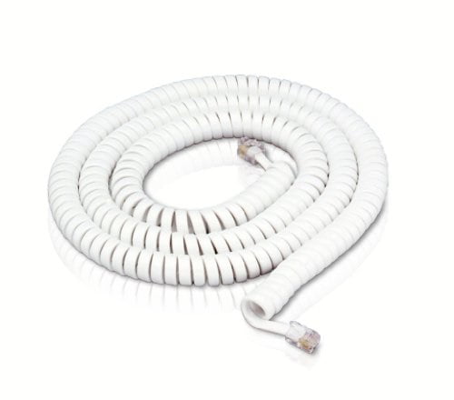 50 IVORY Feet Modular Telephone Phone Coiled Handset Cord GOLD Pins 50'f't Foot 