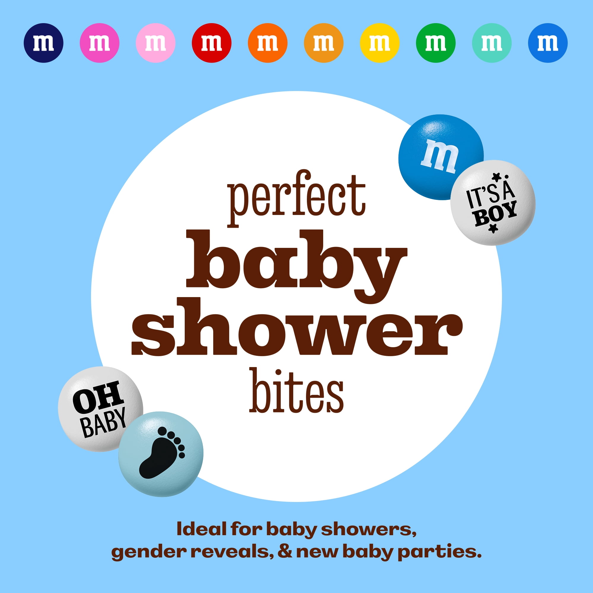 M&M'S It's A Boy Milk Chocolate Candy, Baby Shower or Gender Reveal Candy, 2lb Resealable Bulk Bag