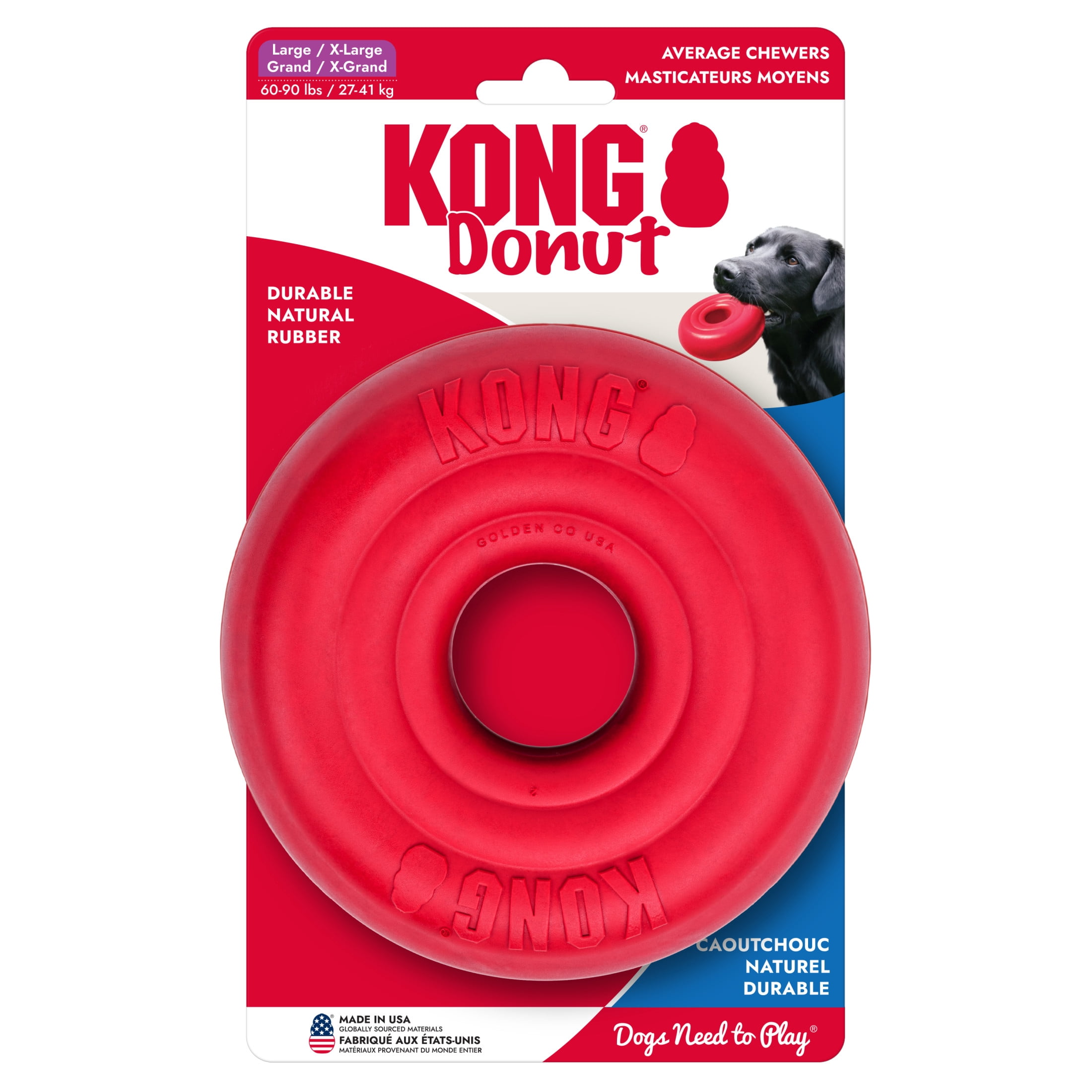 KONG® Donut Durable Dog Chew Toy, Red, Large/Extra Large