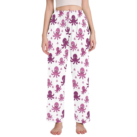 joogoo Women Cute Octopus Cartoon Pajamas Pants Lounge Bottoms Pjs with Pockets M