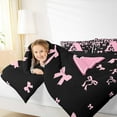 thumbnail image 4 of jejeloiu Monogrammed A Bedding Comforter Set,Cute Bowknot Bowtie Twin Comforter Sets,Light Pink Black Bedding Set,Microfiber Room Decorative Reversible,2 Pieces, 4 of 8