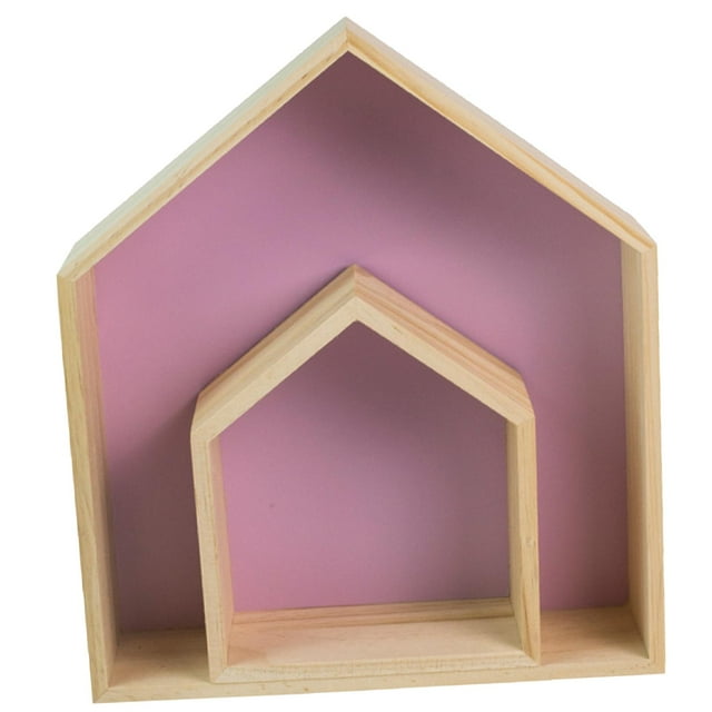 Ruiboury Wall Storage Shelves Wood Display Shelves House Shaped Home Organizer Multipurpose Storage Solutions Stable Structure